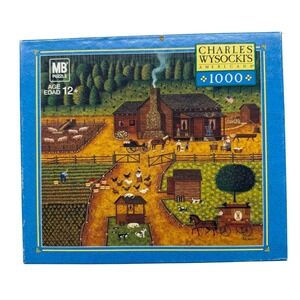 Charles Wysocki Pioneers 1000 Piece Puzzle MB Puzzles Farm Scene Complete